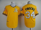 Oakland Athletics #34 Rollie Fingers 1972 Yellow Throwback Jerseys,baseball caps,new era cap wholesale,wholesale hats