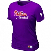 Philadelphia Phillies Nike Women's Purple Short Sleeve Practice T-Shirt