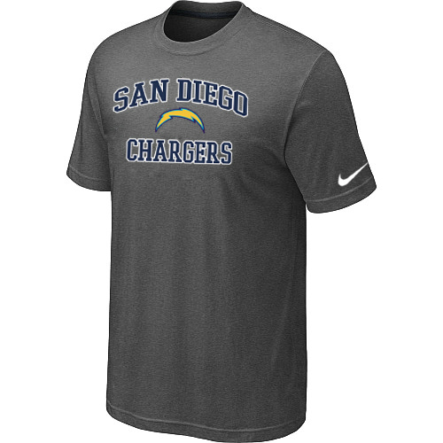 San Diego Chargers Heart & Soul Dark grey T-Shirt,We sell and wholesale San Diego Chargers Heart & Soul Dark grey T-Shirt on line form chian!
