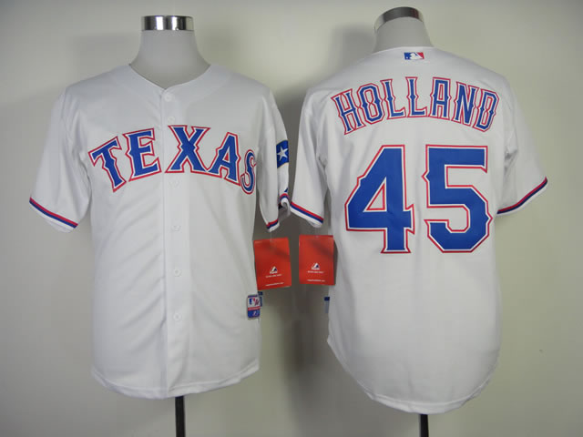 Texas Rangers #45 Holland 2014 White Jerseys,We sell and wholesale Texas Rangers #45 Holland 2014 White Jerseys on line form chian!