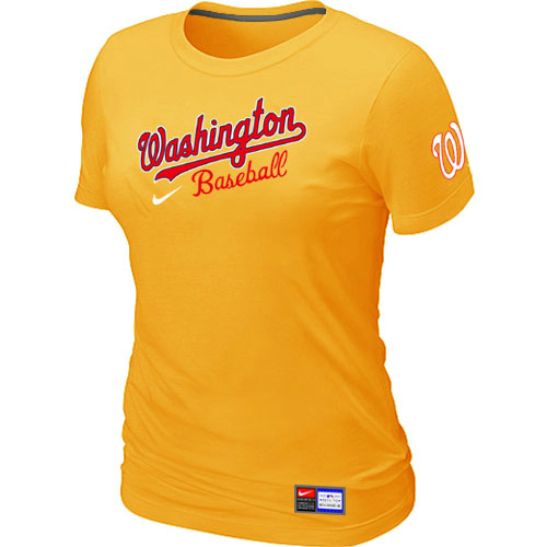 Washington Nationals Yellow Nike Women's Short Sleeve Practice T-Shirt,We sell and wholesale Washington Nationals Yellow Nike Women's Short Sleeve Practice T-Shirt on line form chian!