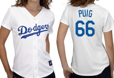 Womens Los Angeles Dodgers #66 Yasiel Puig White With Blue Jerseys,We sell and wholesale Womens Los Angeles Dodgers #66 Yasiel Puig White With Blue Jerseys on line form chian!