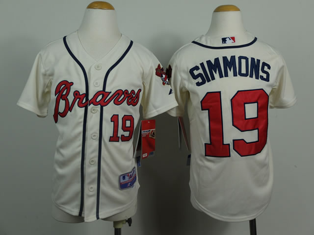Youth Atlanta Braves #19 Simmons 2014 Cream Jerseys,We sell and wholesale Youth Atlanta Braves #19 Simmons 2014 Cream Jerseys on line form chian!
