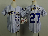 Youth Milwaukee Brewers #27 Carlos Gomez White Pinstripe Jerseys