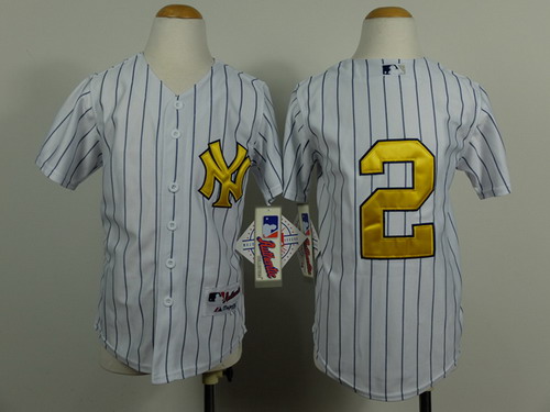 Youth New York Yankees #2 Derek Jeter White With Golden Jerseys,We sell and wholesale Youth New York Yankees #2 Derek Jeter White With Golden Jerseys on line form chian!