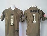 Nike Limited Carolina Panthers #1 Cam Newton Salute To Service Green Jerseys
