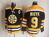 Boston Bruins #9 Johnny Bucyk Black Yellow CCM Throwback Stitched Jerseys