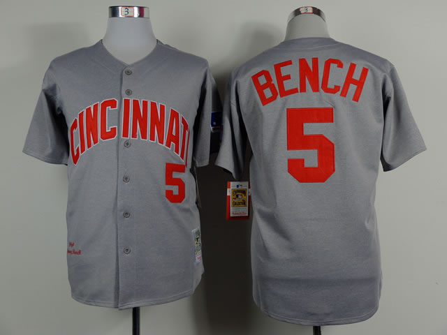 Cincinnati Reds #5 Johnny Bench 1969 Gray Throwback Jerseys,We sell and wholesale Cincinnati Reds #5 Johnny Bench 1969 Gray Throwback Jerseys on line form chian!
