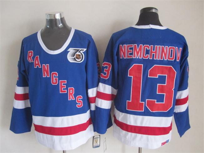 New York Rangers #13 Nemchinov Light Blue 75TH Throwback CCM Jerseys,We sell and wholesale New York Rangers #13 Nemchinov Light Blue 75TH Throwback CCM Jerseys on line form chian!