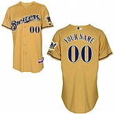 Customized Milwaukee Brewers Baseball Jersey-Women's Stitched Gold MLB Jersey,baseball caps,new era cap wholesale,wholesale hats