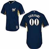 Customized Milwaukee Brewers MLB Jersey-Men's Stitched 2014 Dark Blue Cool Base BP Baseball Jersey,baseball caps,new era cap wholesale,wholesale hats