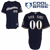 Customized Milwaukee Brewers MLB Jersey-Men's Stitched Alternate Dark Blue Baseball Jersey,baseball caps,new era cap wholesale,wholesale hats