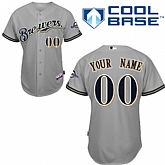 Customized Milwaukee Brewers MLB Jersey-Men's Stitched Road Gray Cool Base Baseball Jersey,baseball caps,new era cap wholesale,wholesale hats