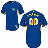 Customized Youth MLB Jersey-Milwaukee Brewers Stitched 2014 Blue Cool Base BP Baseball Jersey,baseball caps,new era cap wholesale,wholesale hats