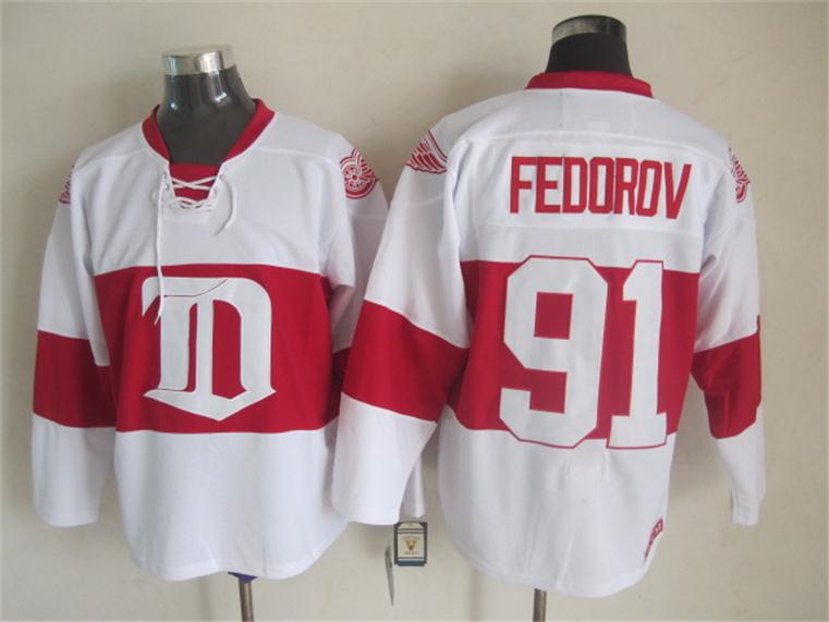 Detroit Red Wings #91 Fedorov White-Red CCM Throwback Jerseys,We sell and wholesale Detroit Red Wings #91 Fedorov White-Red CCM Throwback Jerseys on line form chian!