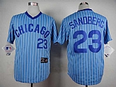 Chicago Cubs #23 Sandberg Blue Pinstripe Throwback Pullover Jerseys