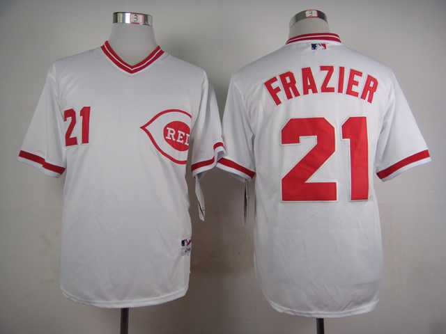 Cincinnati Reds #21 Todd Frazier White 1990 Throwback Pullover Jerseys,We sell and wholesale Cincinnati Reds #21 Todd Frazier White 1990 Throwback Pullover Jerseys on line form chian!