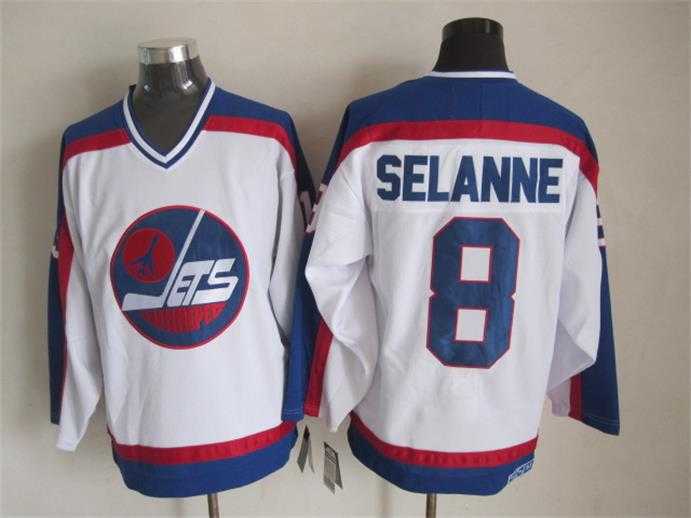 Winnipeg Jets #8 Teemu Selanne White-Blue CCM Throwback Jerseys,We sell and wholesale Winnipeg Jets #8 Teemu Selanne White-Blue CCM Throwback Jerseys on line form chian!