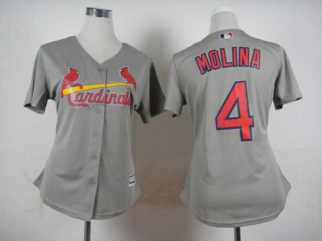Womens St. Louis Cardinals #4 Yadier Molina Gray Cool Base Jerseys,We sell and wholesale Womens St. Louis Cardinals #4 Yadier Molina Gray Cool Base Jerseys on line form chian!