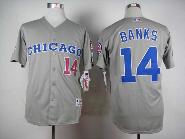 Chicago Cubs #14 Ernie Banks Gray 1990 Throwback Cool Base Jerseys,We sell and wholesale Chicago Cubs #14 Ernie Banks Gray 1990 Throwback Cool Base Jerseys on line form chian!
