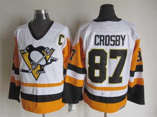 Pittsburgh Penguins #87 Sidney Crosby CCM Throwback White-Yellow Jerseys,We sell and wholesale Pittsburgh Penguins #87 Sidney Crosby CCM Throwback White-Yellow Jerseys on line form chian!