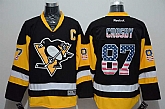 Pittsburgh Penguins #87 Sidney Crosby USA Flag Fashion Black Jerseys