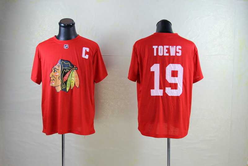Men Chicago Blackhawks #19 Jonathan Toews Player Name and Number T-Shirt Red,We sell and wholesale Men Chicago Blackhawks #19 Jonathan Toews Player Name and Number T-Shirt Red on line form chian!