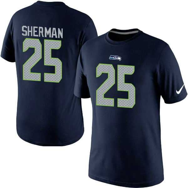 Men Nike Seattle Seahawks 25 Richard Sherman Player Pride Name x26 Number T-Shirt D.Blue,We sell and wholesale Men Nike Seattle Seahawks 25 Richard Sherman Player Pride Name x26 Number T-Shirt D.Blue on line form chian!