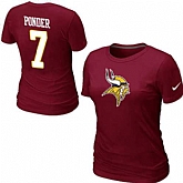 Womens Nike Minnesota Vikings #7 Christian Ponder Name x26 Number Red T-Shirt,baseball caps,new era cap wholesale,wholesale hats