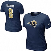 Womens Nike St. Louis Rams Sam #8 Bradford Name x26 Number D.Blue T-Shirt,baseball caps,new era cap wholesale,wholesale hats