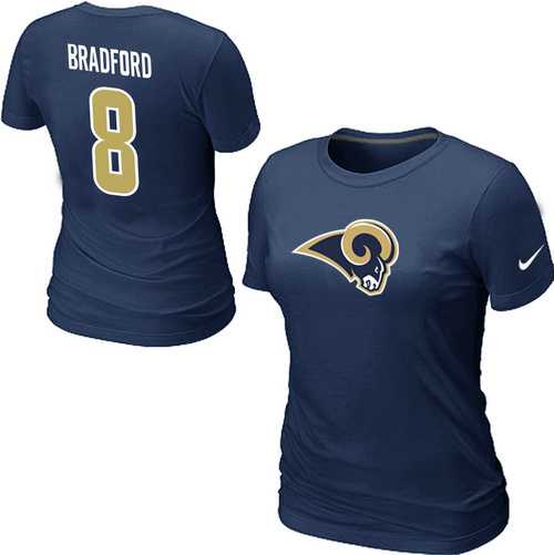 Womens Nike St. Louis Rams Sam #8 Bradford Name x26 Number D.Blue T-Shirt,We sell and wholesale Womens Nike St. Louis Rams Sam #8 Bradford Name x26 Number D.Blue T-Shirt on line form chian!