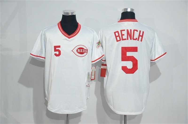 Cincinnati Reds #5 Johnny Bench Mitchell And Ness White Throwback Stitched Pullover Jersey,We sell and wholesale Cincinnati Reds #5 Johnny Bench Mitchell And Ness White Throwback Stitched Pullover Jersey on line form chian!