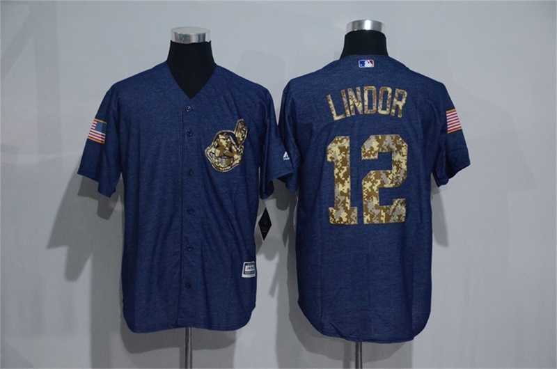 Cleveland Indians #12 Francisco Lindor Denim Blue Camo Stitched Baseball Jersey,We sell and wholesale Cleveland Indians #12 Francisco Lindor Denim Blue Camo Stitched Baseball Jersey on line form chian!