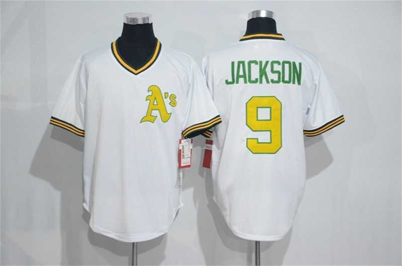 Oakland Athletics #9 Reggie Jackson Mitchell And Ness White Throwback Stitched Baseball Jersey,We sell and wholesale Oakland Athletics #9 Reggie Jackson Mitchell And Ness White Throwback Stitched Baseball Jersey on line form chian!
