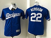 Youth Los Angeles Dodgers #22 Clayton Kershaw Blue New Cool Base Stitched Baseball Jersey
