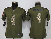 Women Nike Limited Dallas Cowboys #4 Dak Prescott Green Salute To Service Jersey,baseball caps,new era cap wholesale,wholesale hats