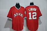 Cleveland Indians #12 Francisco Lindor Mitchell And Ness Red Stitched Pullover Jersey,baseball caps,new era cap wholesale,wholesale hats