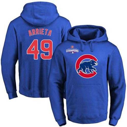Glued Chicago Cubs #49 Jake Arrieta Blue 2016 World Series Champions Primary Logo Pullover MLB Hoodie,We sell and wholesale Glued Chicago Cubs #49 Jake Arrieta Blue 2016 World Series Champions Primary Logo Pullover MLB Hoodie on line form chian!