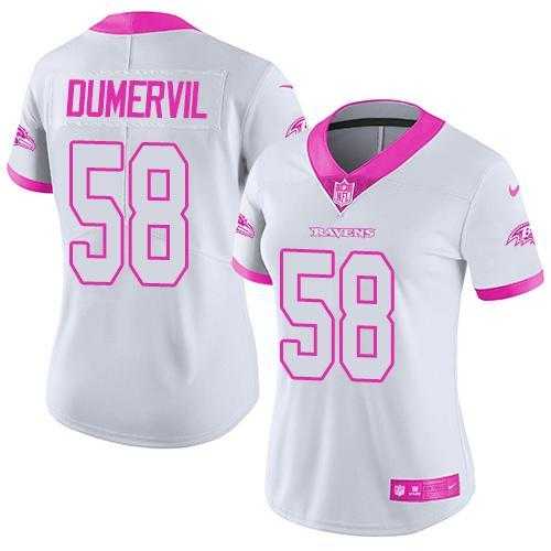 Glued Women Nike Baltimore Ravens #58 Elvis Dumervil White Pink Rush Limited Jersey,We sell and wholesale Glued Women Nike Baltimore Ravens #58 Elvis Dumervil White Pink Rush Limited Jersey on line form chian!