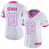 Glued Women Nike Denver Broncos #13 Trevor Siemian White Pink Rush Limited Jersey,baseball caps,new era cap wholesale,wholesale hats