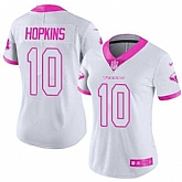 Glued Women Nike Houston Texans #10 DeAndre Hopkins White Pink Rush Limited Jersey