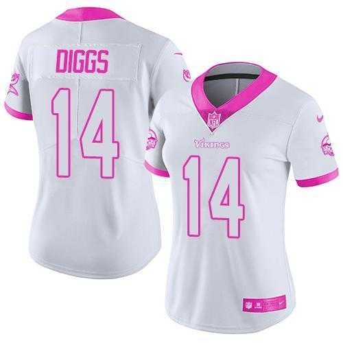 Glued Women Nike Minnesota Vikings #14 Stefon Diggs White Pink Rush Limited Jersey,We sell and wholesale Glued Women Nike Minnesota Vikings #14 Stefon Diggs White Pink Rush Limited Jersey on line form chian!
