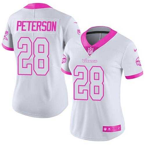 Glued Women Nike Minnesota Vikings #28 Adrian Peterson White Pink Rush Limited Jersey,We sell and wholesale Glued Women Nike Minnesota Vikings #28 Adrian Peterson White Pink Rush Limited Jersey on line form chian!