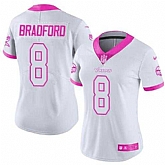 Glued Women Nike Minnesota Vikings #8 Sam Bradford White Pink Rush Limited Jersey,baseball caps,new era cap wholesale,wholesale hats