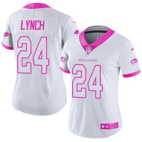 Glued Women Nike Seattle Seahawks #24 Marshawn Lynch White Pink Rush Limited Jersey,We sell and wholesale Glued Women Nike Seattle Seahawks #24 Marshawn Lynch White Pink Rush Limited Jersey on line form chian!