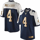 Glued Nike Dallas Cowboys #4 Dak Prescott Navy Blue Thanksgiving Men's NFL Golden Limited Jersey,baseball caps,new era cap wholesale,wholesale hats