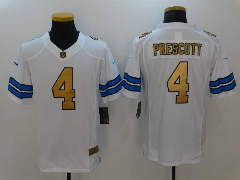 Nike Limited Dallas Cowboys #4 Prescott White-Golden Men's Stitched Jersey,We sell and wholesale Nike Limited Dallas Cowboys #4 Prescott White-Golden Men's Stitched Jersey on line form chian!