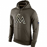 Printed Men's Miami Marlins Salute To Service Green Nike Baseball Pullover Hoodie WanKe,baseball caps,new era cap wholesale,wholesale hats