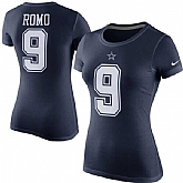 WOMEN DALLAS COWBOYS #9 TONY ROMO NIKE NAVY BLUE PLAYER PRIDE NAME & NUMBER T-SHIRT,baseball caps,new era cap wholesale,wholesale hats