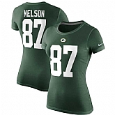 WOMEN GREEN BAY PACKERS #87 JORDY NELSON NIKE GREEN PLAYER NAME & NUMBER T-SHIRT,baseball caps,new era cap wholesale,wholesale hats